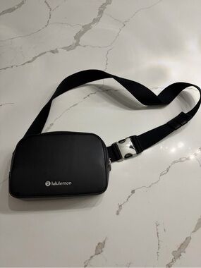 lululemon athletica Black Belt Bag with Silver Buckle